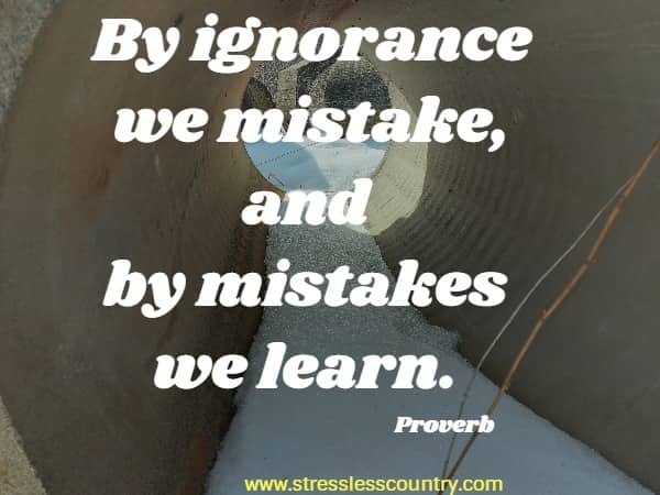 By ignorance we mistake, and by mistakes we learn.