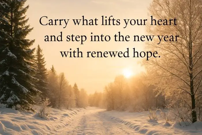 Carry what lifts your heart and step into the new year with renewed hope.