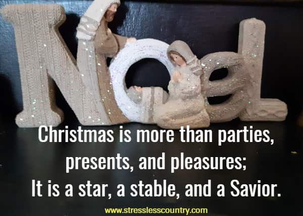 Christmas is more than parties, presents, and pleasures; It is a star, a stable, and a Savior.