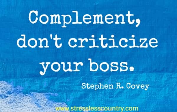 Complement, don't criticize your boss