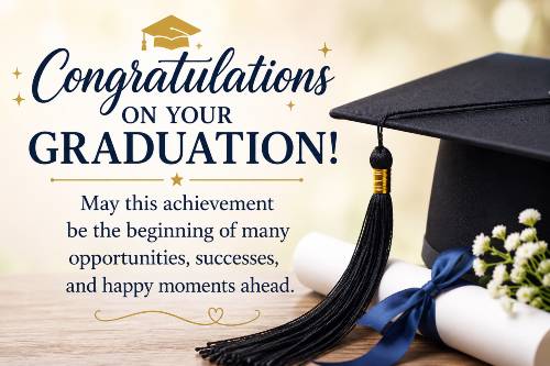Congratulations on your graduation. May this achievement be the beginning of many opportunities, successes, and happy moments ahead.