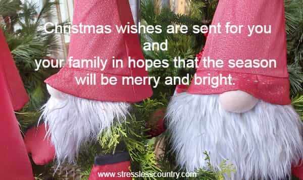 Christmas wishes are sent for you and your family in hopes that the season will be merry and bright.