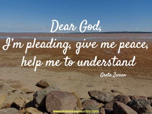 Dear God, I’m pleading, give me peace, help me to understand