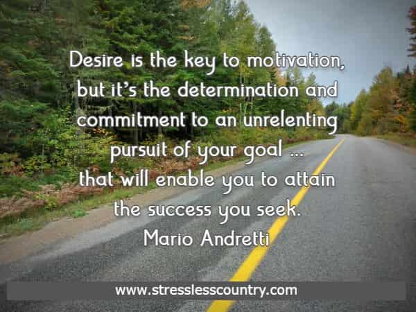 Desire is the key to motivation, but it’s the determination and commitment to an unrelenting pursuit of your goal ... that will enable you to attain the success you seek.  Mario Andretti
