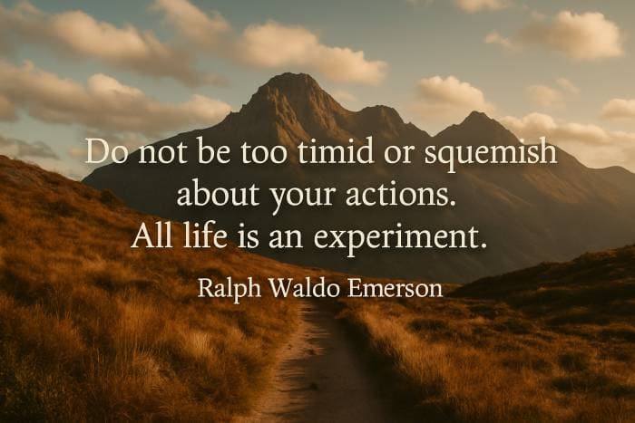 Do not be too timid or squeamish about your actions. All life is an experiment. Ralph Waldo Emerson