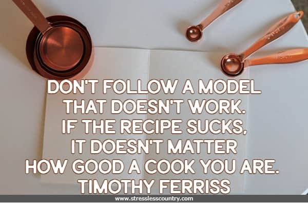 Don't follow a model that doesn't work. If the recipe sucks, it doesn't matter how good a cook you are.