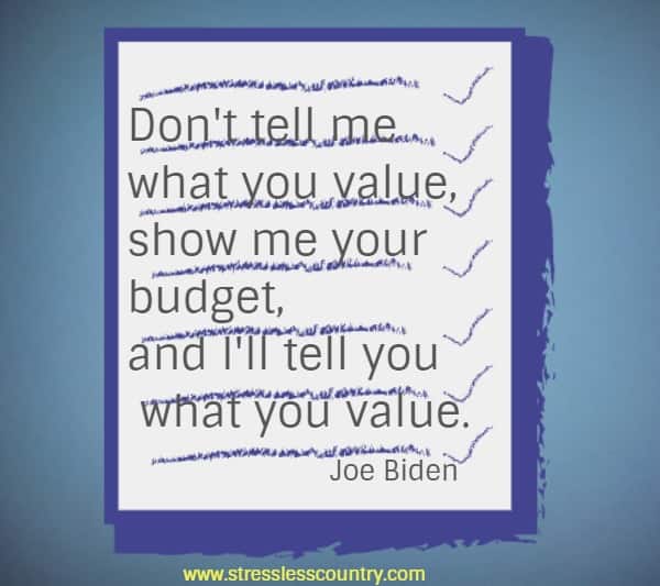 Don't tell me what you value, show me your budget, and I'll tell you what you value.