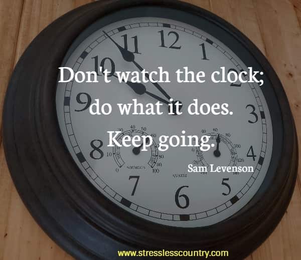 Don't watch the clock; do what it does. Keep going.