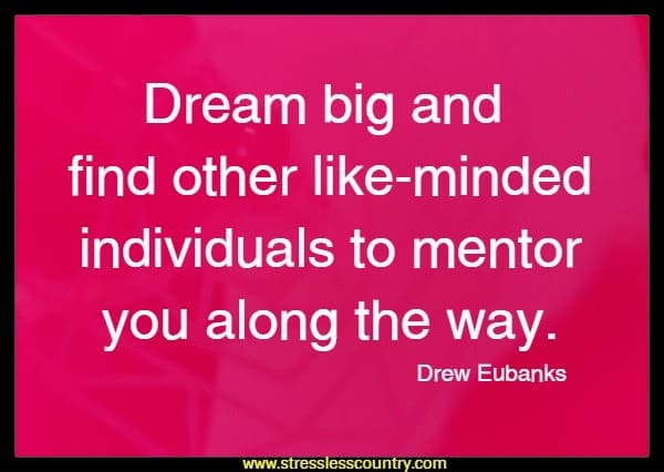 Dream big and find other like-minded individuals to mentor you along the way.