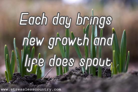 Each day brings new growth and life does spout.