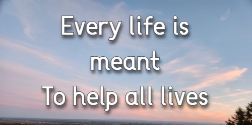 Every life is meant To help all lives