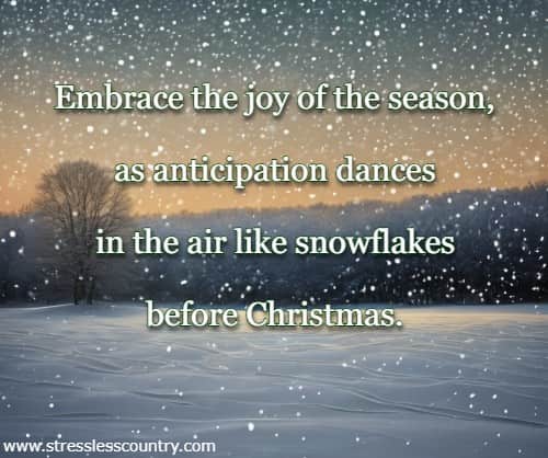 Embrace the joy of the season, as anticipation dances in the air like snowflakes before Christmas.