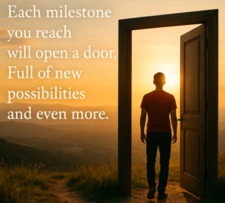 Each milestone you reach will open a door, Full of new possibilities and even more.