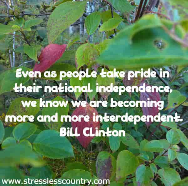 Even as people take pride in their national independence, we know we are becoming more and more interdependent