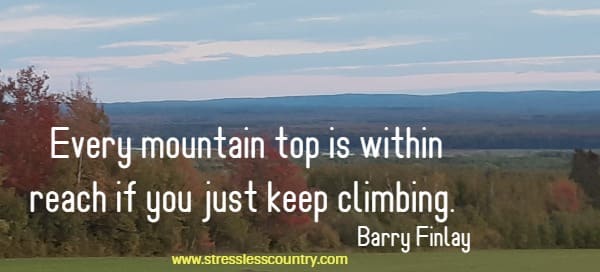 Every mountain top is within reach if you just keep climbing.