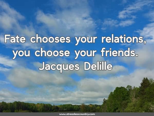 Fate chooses your relations, you choose your friends.