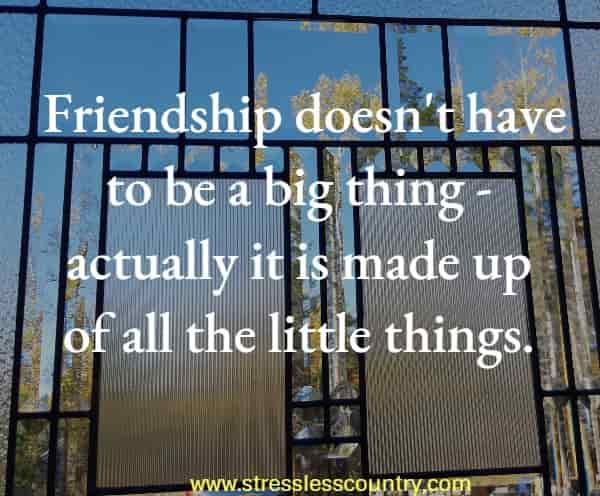 Friendship doesn't have to be a big thing - actually it is made up of all the little things.