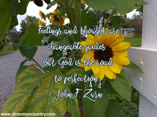 Feelings and thought are changeable guides, but God is the road to perfection.