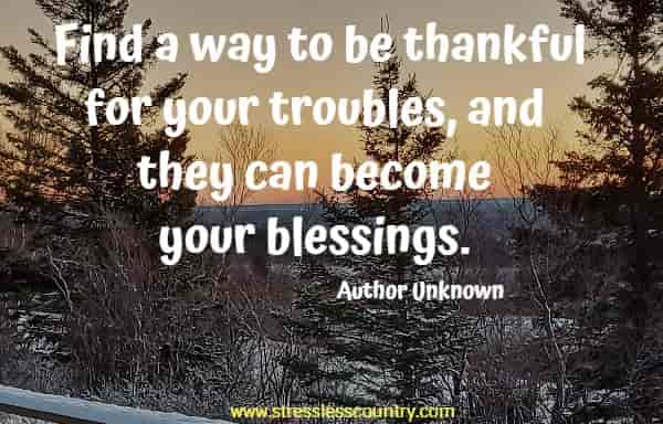 Find a way to be thankful for your troubles, and they can become your blessings.