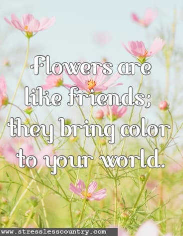 Flowers are like friends; they bring color to your world.
