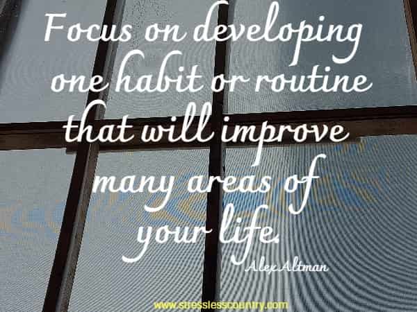 Focus on developing one habit or routine that will improve many areas of your life. Alex Altman