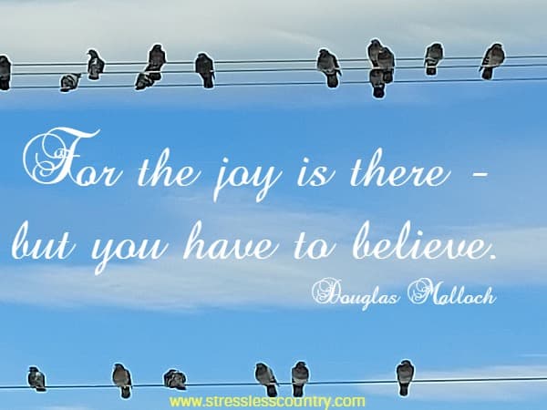 For the joy is there - but you have to believe.