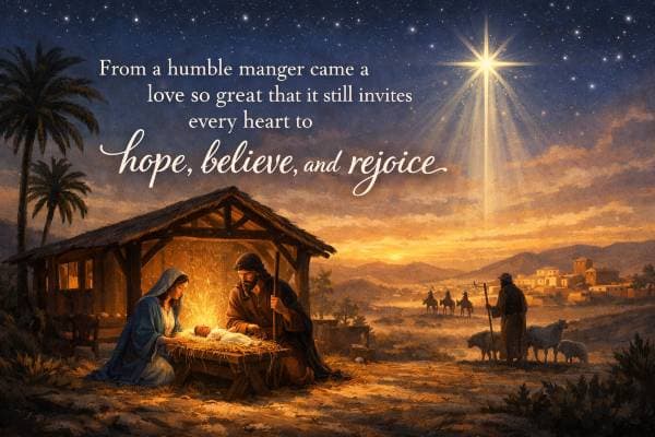 From a humble manger came a love so great that it still invites every heart to hope, believe, and rejoice