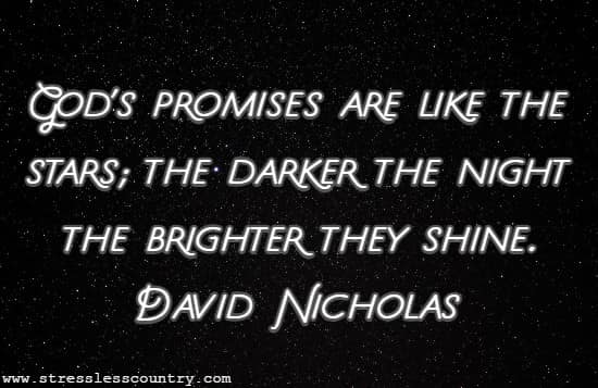 God's promises are like the stars; the darker the night the brighter they shine.