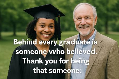 Behind every graduate is someone who believed. Thank you for being that someone.
