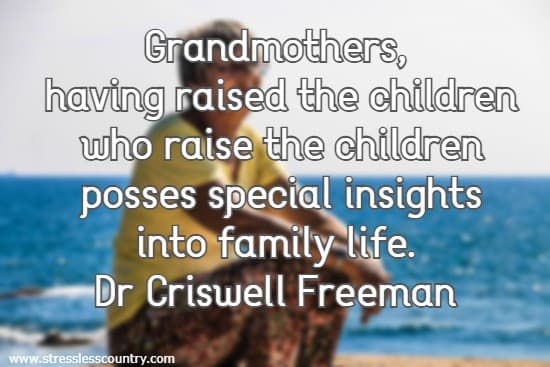 Grandmothers, having raised the children who raise the children posses special insights into family life.