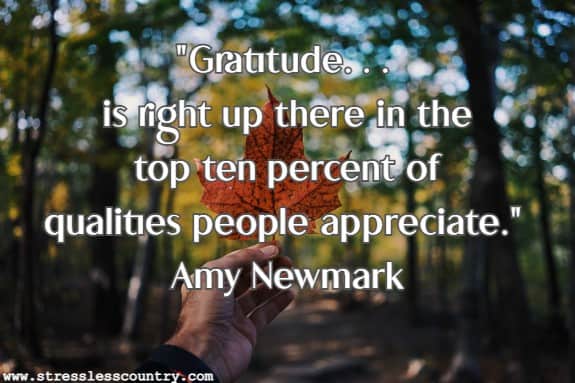 Gratitude. . .  is right up there in the top ten percent of qualities people appreciate.