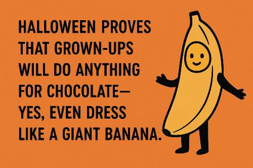 Halloween proves that grown-ups will do anything for chocolate—yes, even dress like a giant banana.