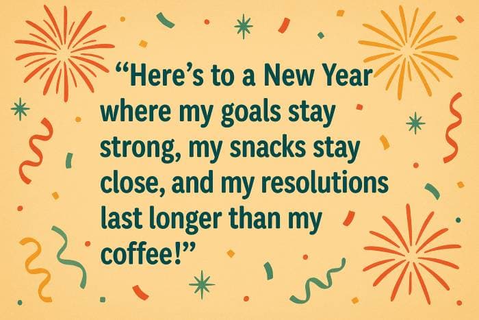 Here’s to a New Year where my goals stay strong, my snacks stay close, and my resolutions last longer than my coffee!