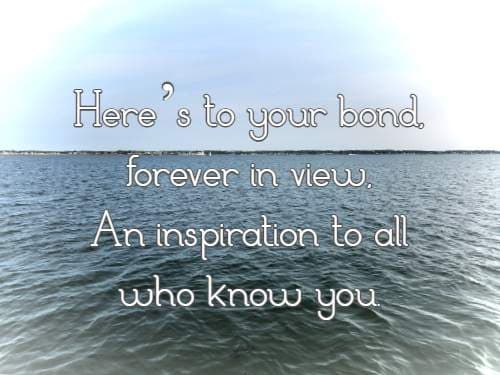 Here’s to your bond, forever in view, An inspiration to all who know you