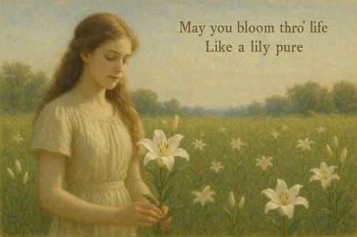 May you  bloom thro life Like a lily pure