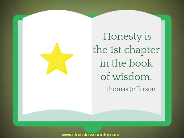 Honesty is the 1st chapter in the book of wisdom.