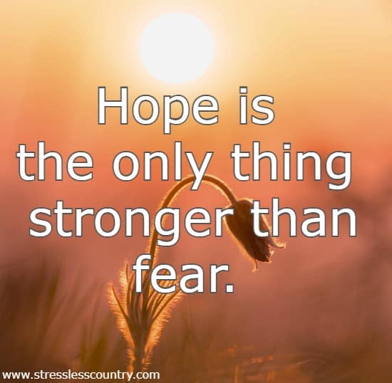 Hope is the only thing stronger than fear.