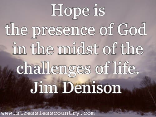 Hope is the presence of God in the midst of the challenges of life.