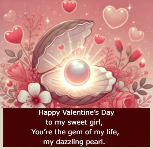 Happy Valentine’s Day to my sweet girl, You’re the gem of my life, my dazzling pearl.