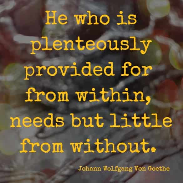 He who is plenteously provided for from within, needs but little from without.