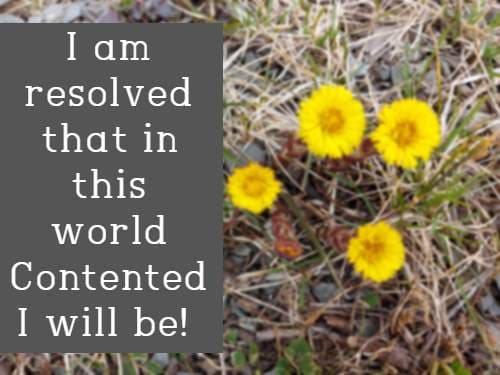 I am resolved that in this world Contented I will be!