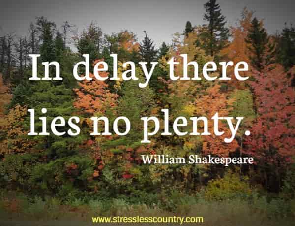 In delay there lies no plenty.