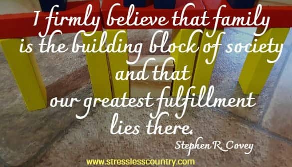 I firmly believe that family is the building block of society and that our greatest fulfillment lies there.