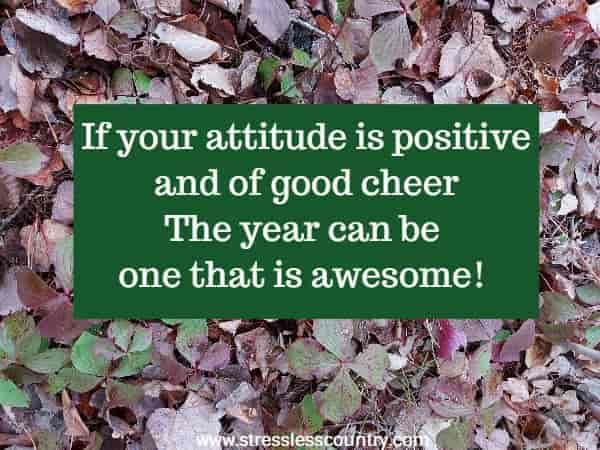 If your attitude is positive and of good cheer The year can be one that is awesome!