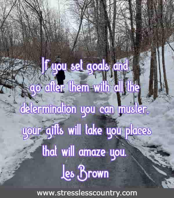 If you set goals and go after them with all the determination you can muster, your gifts will take you places that will amaze you.