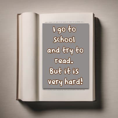 I go to school and try to read. But it is very hard!