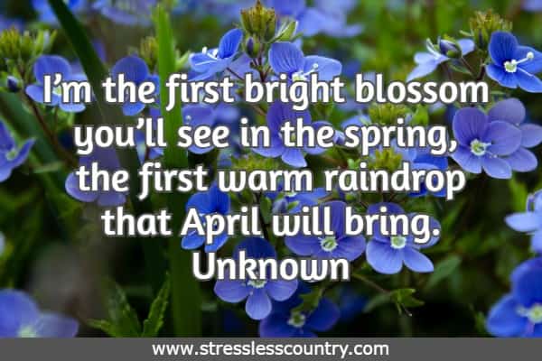 I’m the first bright blossom you’ll see in the spring, the first warm raindrop that April will bring.
