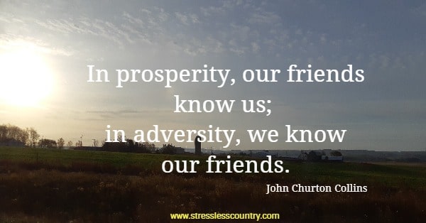 In prosperity, our friends know us; in adversity, we know our friends.