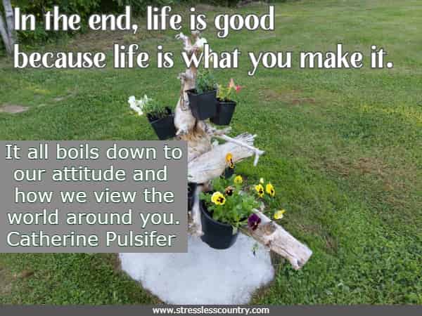 In the end, life is good because life is what you make it. It all boils down to our attitude and how we view the world around you.