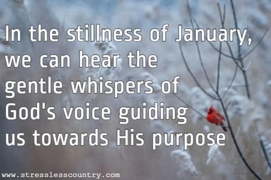 In the stillness of January, we can hear the gentle whispers of God's voice guiding us towards His purpose